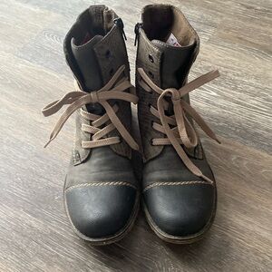 Rieker newsprint hiker boots